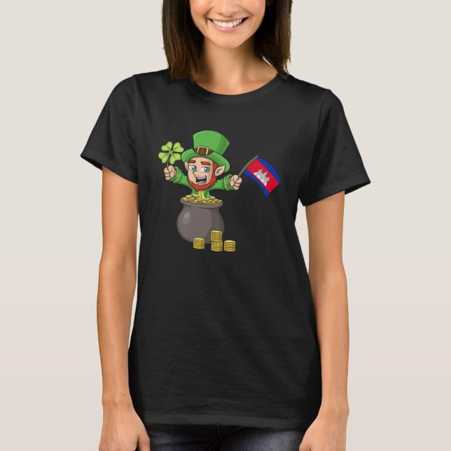 St Patricks Day Irish Green Cambodia Khmer Cambodi T-Shirt (Front)