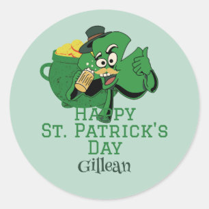St. Patrick's Day Irish green hat lucky Shamrock Classic Round Sticker