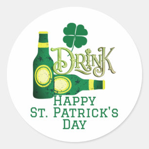 St. Patrick's Day Irish green lucky Shamrock  Classic Round Sticker