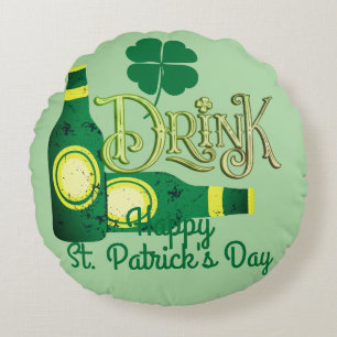 St. Patrick's Day Irish green lucky Shamrock Round Pillow