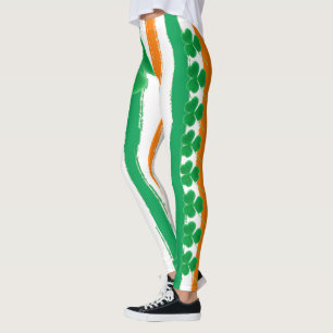St Patrick's Day Irish Green Orange Shamrocks Leggings