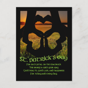 St. Patricks Day Irish Hand Heart Shamrock postcd Postcard