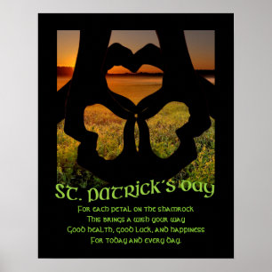 St Patricks Day Irish Hand Heart Shamrock S Poster