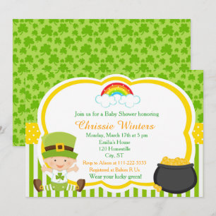 St Patrick's Day Irish Holiday Baby Shower Invitation