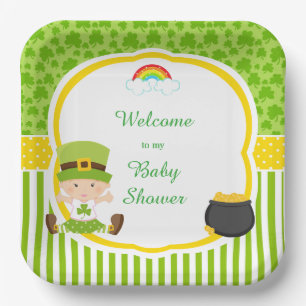 St Patrick's Day Irish Holiday Girl Baby Shower Paper Plate
