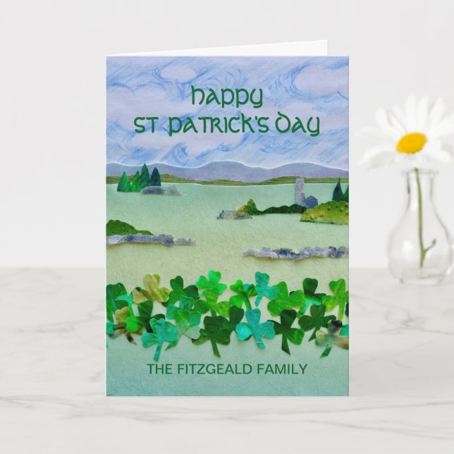St Patrick's Day Irish Landscape Personalized Card (Small Plant)
