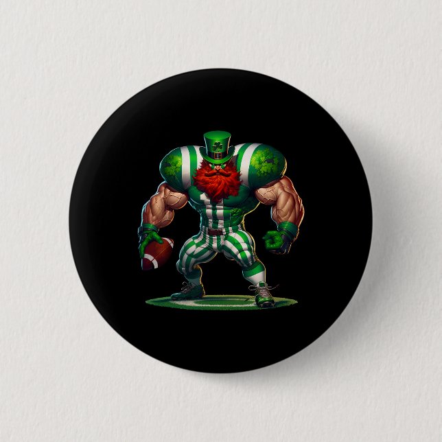 St Patrick's Day Irish Leprechaun Footll Player Sp 2 Inch Round Button (Front)