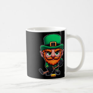 St Patrick's Day Irish Leprechaun Ice Hockey Playe Coffee Mug