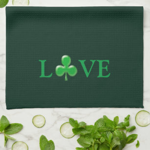 St. Patrick's Day Irish Love Green Clover Shamrock Kitchen Towel