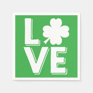 St. Patrick's Day Irish Love  Green Shamrock Napkin