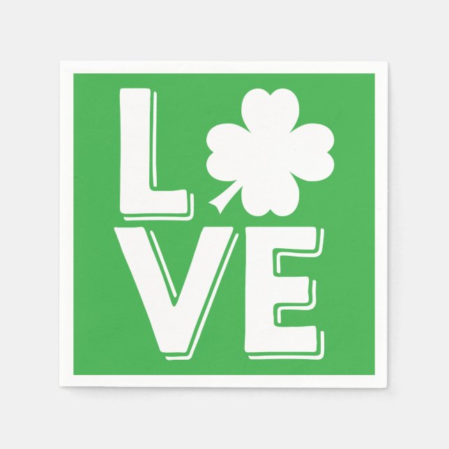 St. Patrick's Day Irish Love  Green Shamrock Napkin (Front)