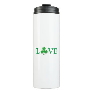 St. Patrick's Day Irish Love Green white Shamrock Thermal Tumbler