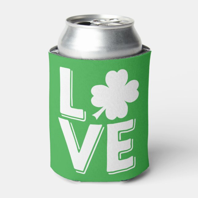 St. Patrick's Day Irish Love Shamrock Modern Can Cooler (Can Front)