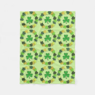 St. Patrick's Day Irish Luck Green Shamrock Clover Fleece Blanket