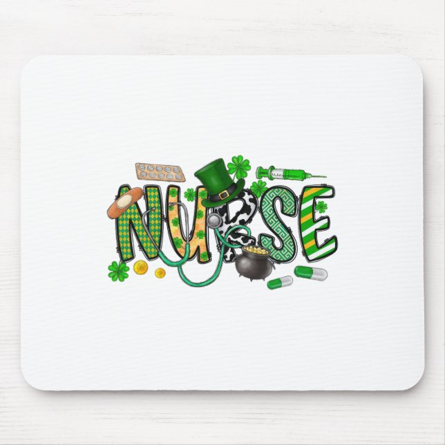 St Patrick's Day Irish Nurse Shamrock  Mouse Pad (Front)