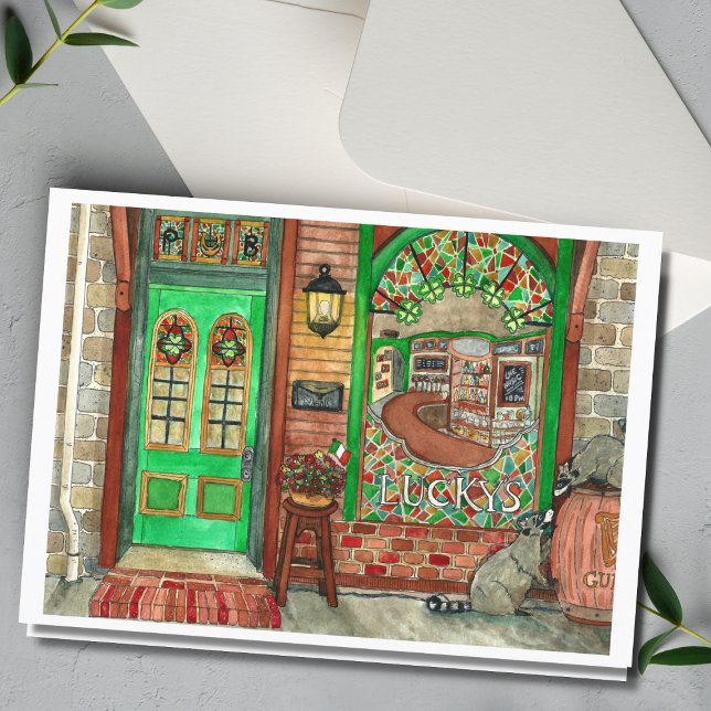 St. Patrick's Day Irish Pub Watercolor Card (Irish Pub Watercolor)