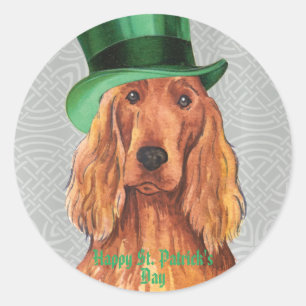 St. Patrick's Day Irish Setter Classic Round Stick Sticker