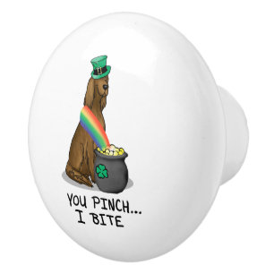 St. Patrick's Day Irish Setter Dog (red 1) Funny Ceramic Knob