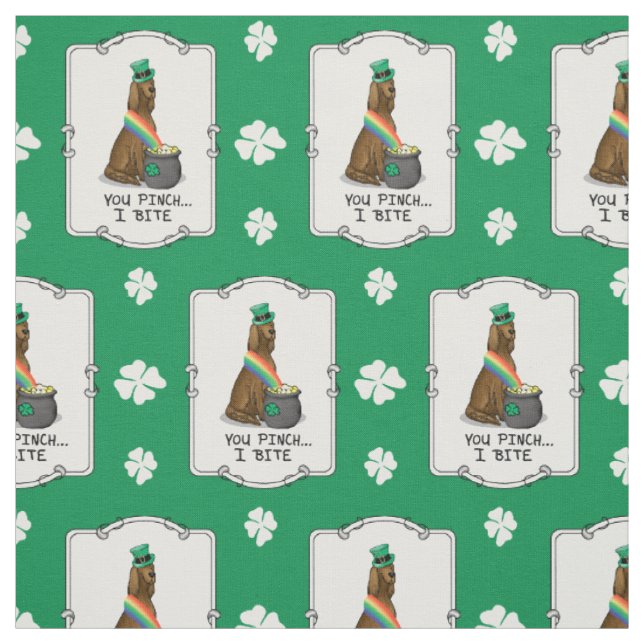 St. Patrick's Day Irish Setter Dog (red 1) Funny Fabric (Swatch)