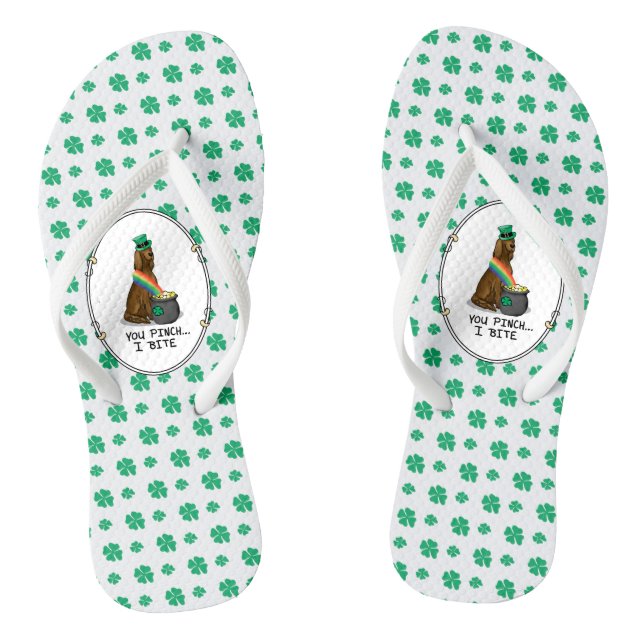 St. Patrick's Day Irish Setter Dog (red 1) Funny Flip Flops (Footbed)