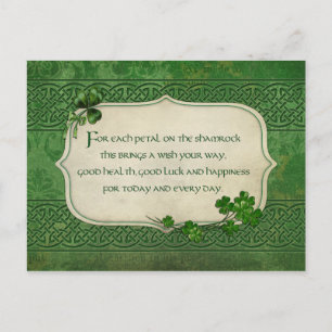 St. Patrick's Day Irish Shamrock Blessing Postcard