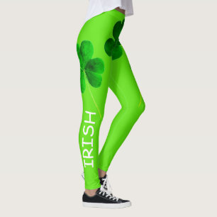 St Patrick's Day Irish Shamrock Neon Green Girly Leggings