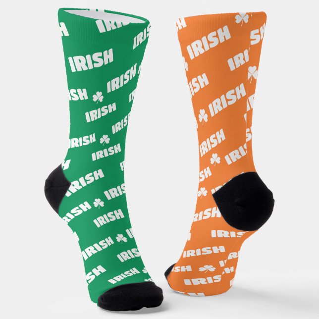 St Patricks Day Irish Shamrock Odd  Socks (Angled)