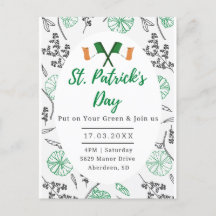 St. Patricks Day Irish Shamrock Party Invitation.