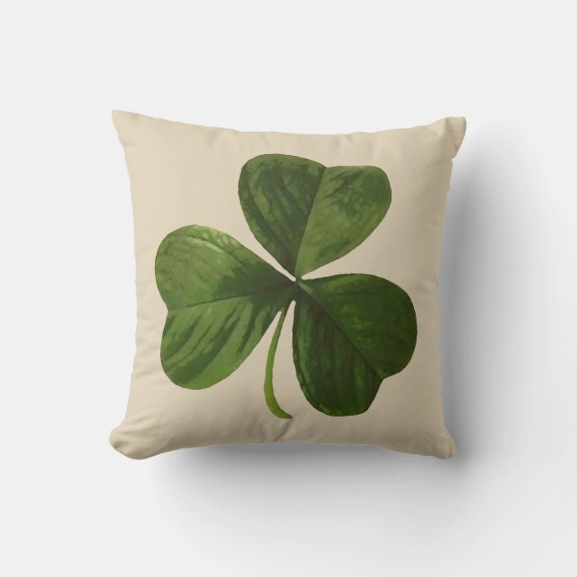 St Patrick's Day Irish Shamrock Throw Pillow (Front)