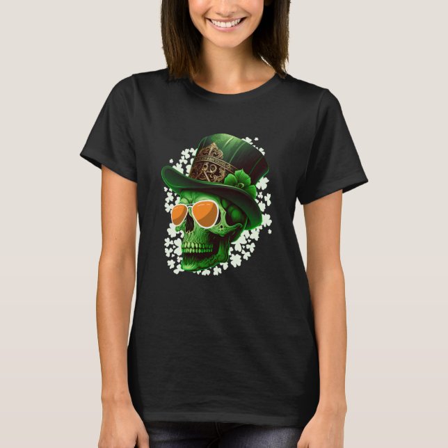 St Patrick's Day Irish skeleton leprechaun T-Shirt (Front)
