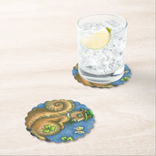 ST. PATRICK'S DAY IRISH SQUIRREL HOLIDAY PARTY PAPER COASTER