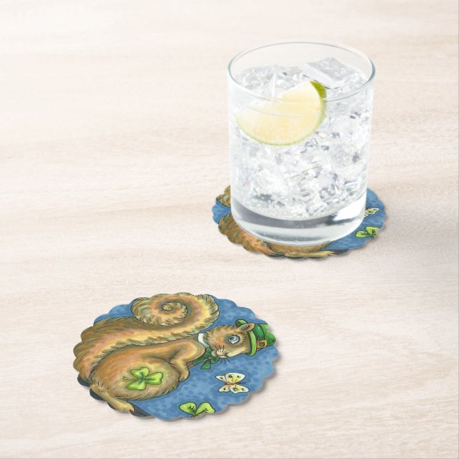 ST. PATRICK'S DAY IRISH SQUIRREL HOLIDAY PARTY PAPER COASTER (Insitu)