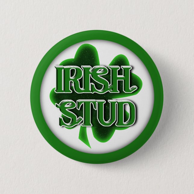 St. Patrick's Day Irish Stud 2 Inch Round Button (Front)