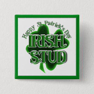 St. Patrick's Day Irish Stud 2 Inch Square Button