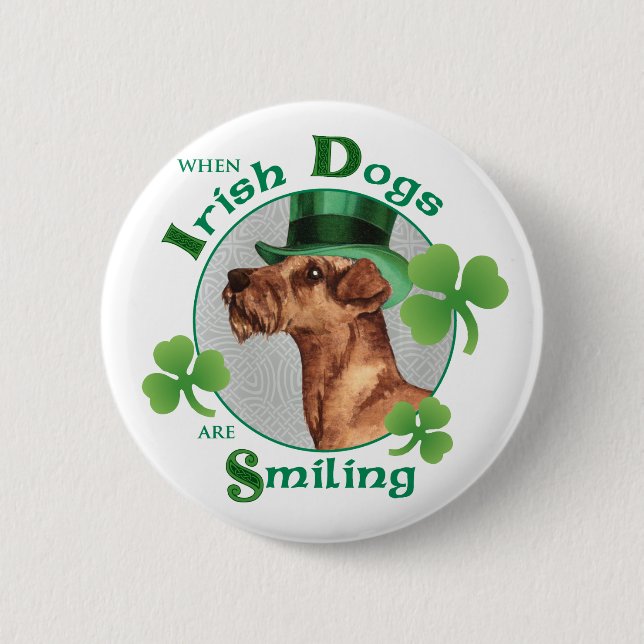 St. Patrick's Day Irish Terrier 2 Inch Round Button (Front)