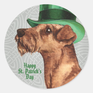 St. Patrick's Day Irish Terrier Classic Round Stic Sticker