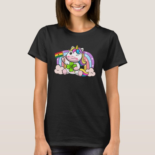 St Patricks Day Irish Unicorn Africa Ghana Ghanaia T-Shirt (Front)