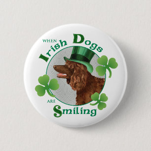 St. Patrick's Day Irish Water Spaniel 2 Inch Round Button