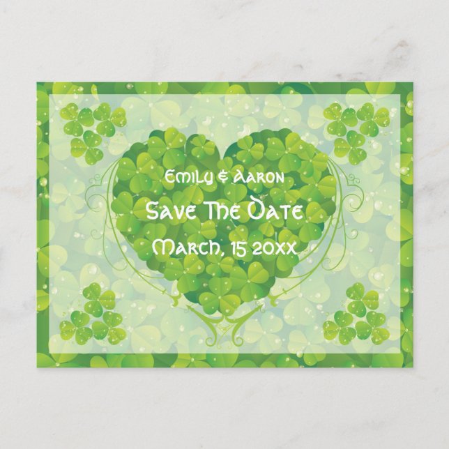 St. Patrick's Day Irish wedding Save the Date Announcement Postcard (Front)