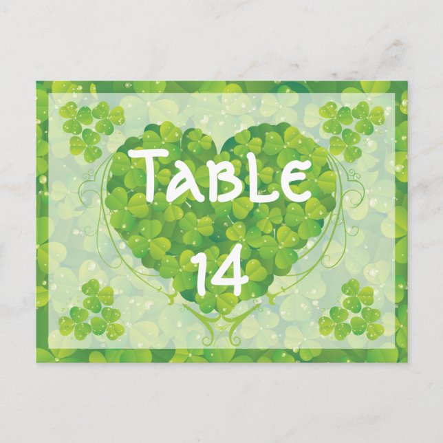 St. Patrick's Day Irish wedding table number Postcard (Front)