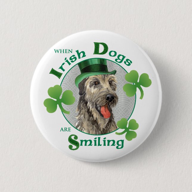St. Patrick's Day Irish Wolfhound 2 Inch Round Button (Front)