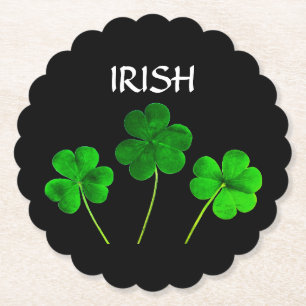 St Patrick's Day Iriss Shamrock Leaves Green 2021 Paper Coaster