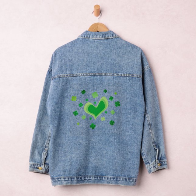 St Patrick's Day jeans jacket with lucky shamrocks (Hangar)