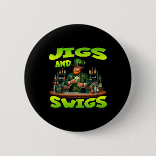 St Patricks Day Jig And Swigs St Paddys Day Green 2 Inch Round Button