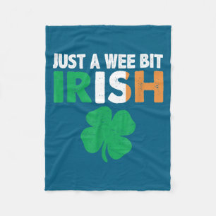 St. Patrick's Day Just A Wee Bit Irish Ireland Fla Fleece Blanket
