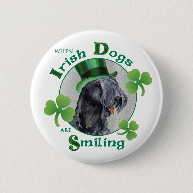 St. Patrick's Day Kerry Blue Terrier 2 Inch Round Button (Front)