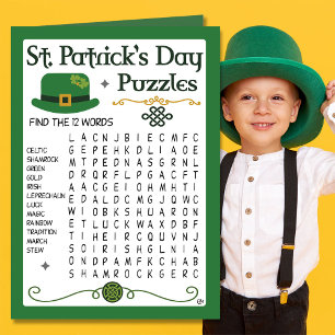 St Patrick's Day Kids Puzzles Activity Card
