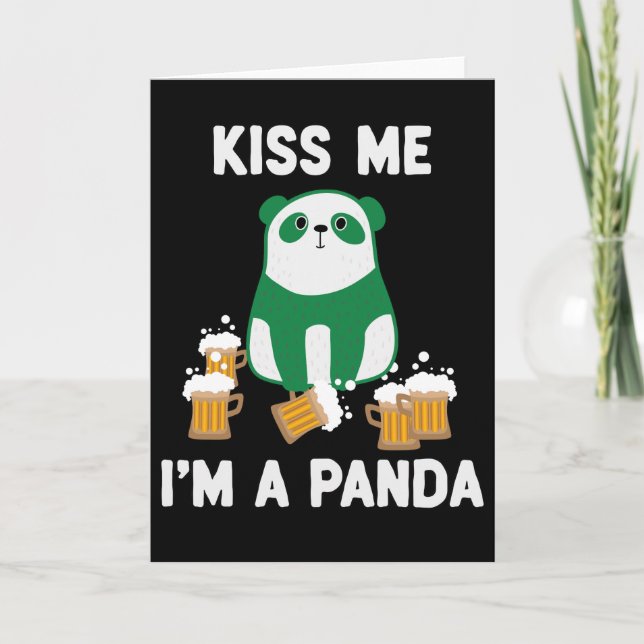 St Patrick's Day Kiss Me I'm a Panda Card (Front)
