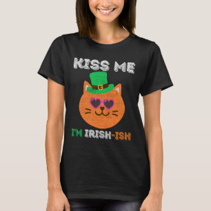 St Patricks Day Kiss Me I'm Irish-ish Ginger Cat T-Shirt