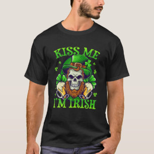 St Patrick's Day Kiss Me I'm Irish Sugar Skull Lep T-Shirt